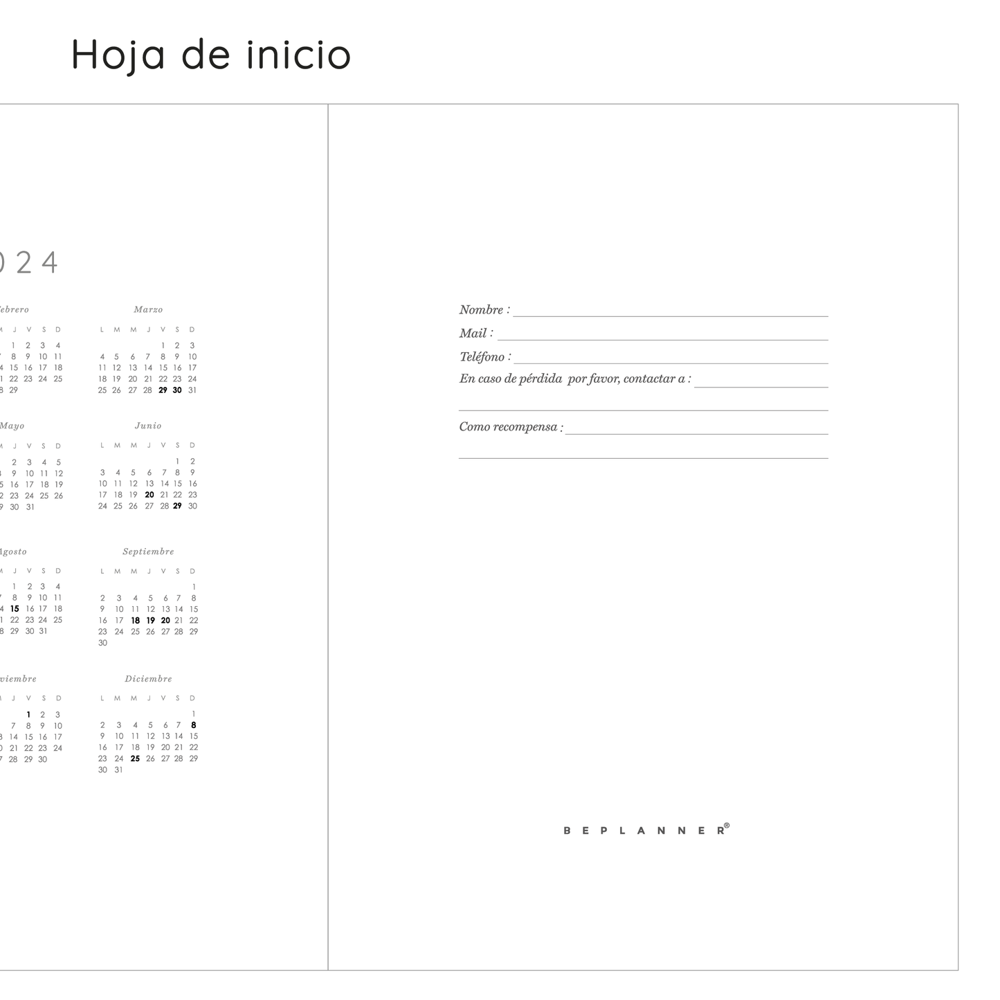 Planner semanal Dala Corazón